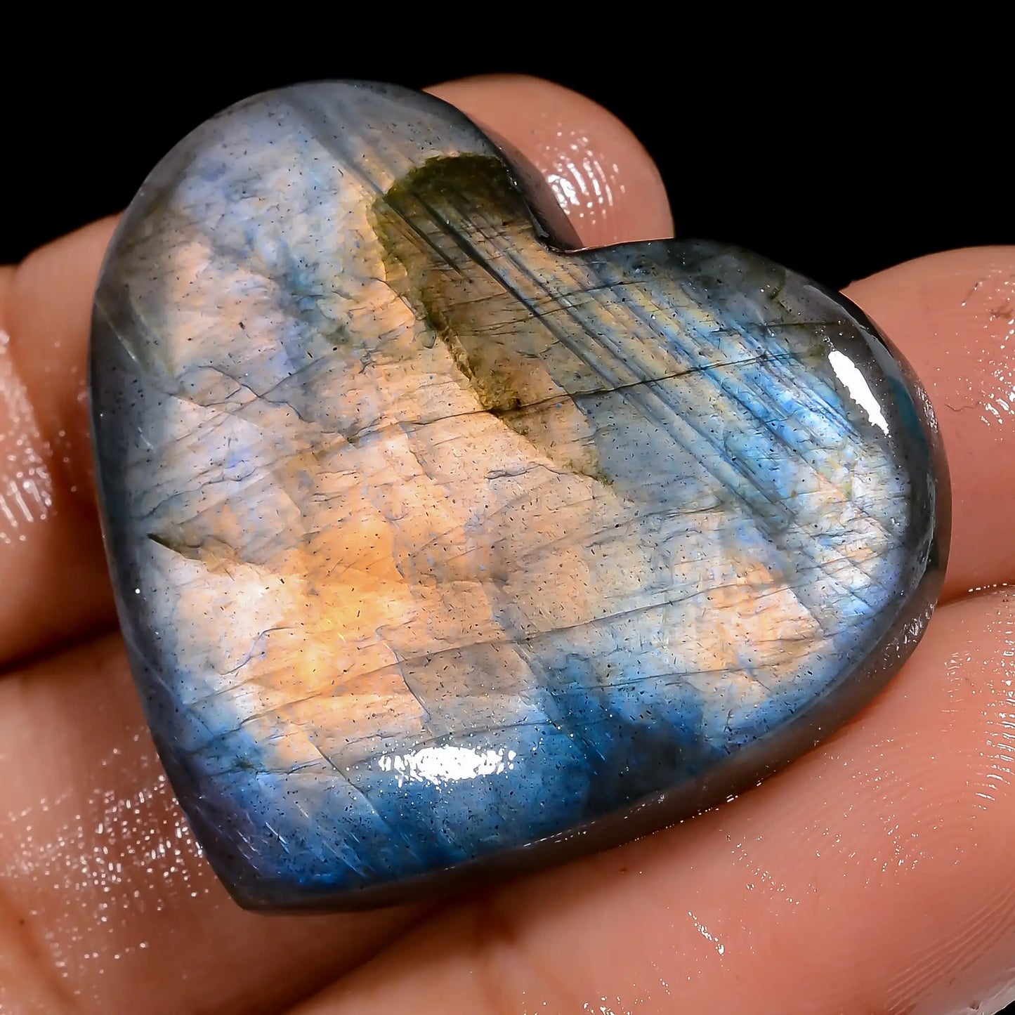 Incredible Top Grade Quality 100% Natural Labradorite Heart Shape Cabochon Loose Gemstone For Making Jewelry 49.5 Ct. 27X32X5 mm V-7039