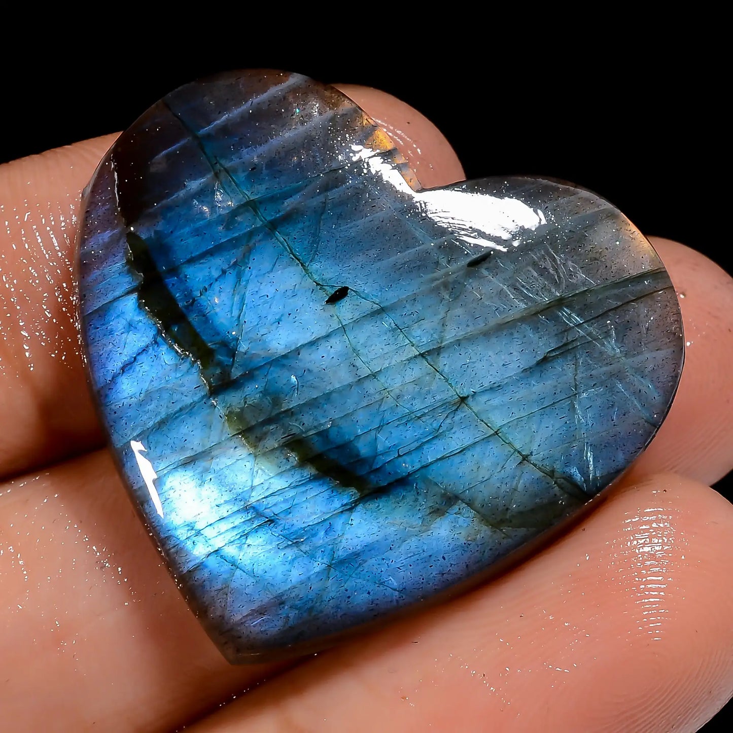 Marvellous Top Grade Quality 100% Natural Labradorite Heart Shape Cabochon Loose Gemstone For Making Jewelry 36.5 Ct. 27X29X5 mm V-7040