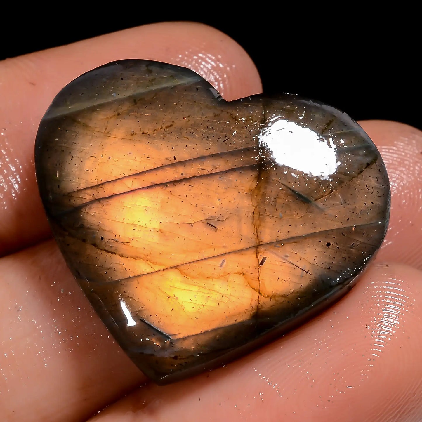 Splendid Top Grade Quality 100% Natural Labradorite Heart Shape Cabochon Loose Gemstone For Making Jewelry 33 Ct. 22X26X5 mm V-7042