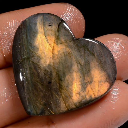 Terrific Top Grade Quality 100% Natural Labradorite Heart Shape Cabochon Loose Gemstone For Making Jewelry 41.5 Ct. 25X28X5 mm V-7046