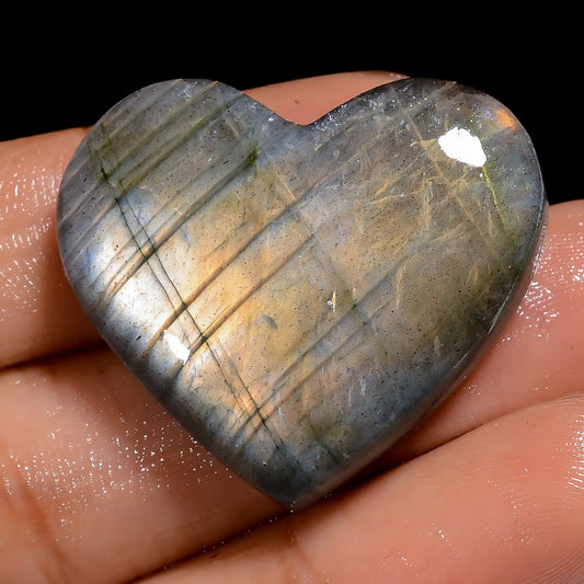 Unique Top Grade Quality 100% Natural Labradorite Heart Shape Cabochon Loose Gemstone For Making Jewelry 50.5 Ct. 26X30X6 mm V-7047