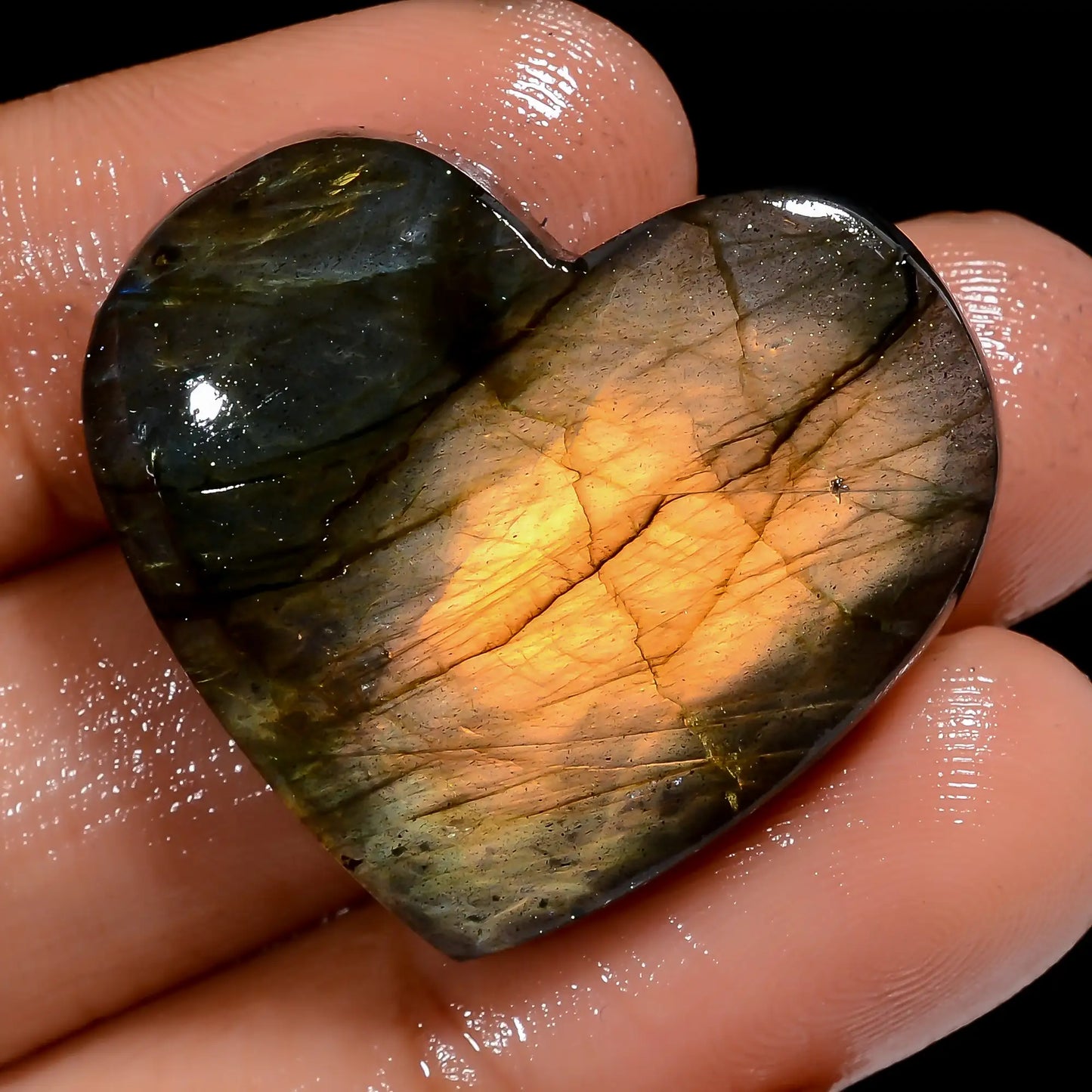 Wonderful Top Grade Quality 100% Natural Labradorite Heart Shape Cabochon Loose Gemstone For Making Jewelry 40.5 Ct. 25X29X5 mm V-7048