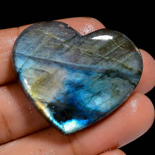 Amazing Top Grade Quality 100% Natural Labradorite Heart Shape Cabochon Loose Gemstone For Making Jewelry 66 Ct. 31X35X6 mm V-7049