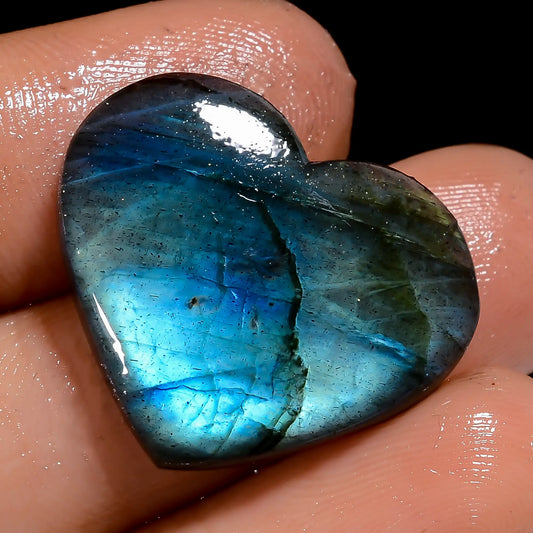 Awesome Top Grade Quality 100% Natural Labradorite Heart Shape Cabochon Loose Gemstone For Making Jewelry 20 Ct. 19X23X4 mm V-7050