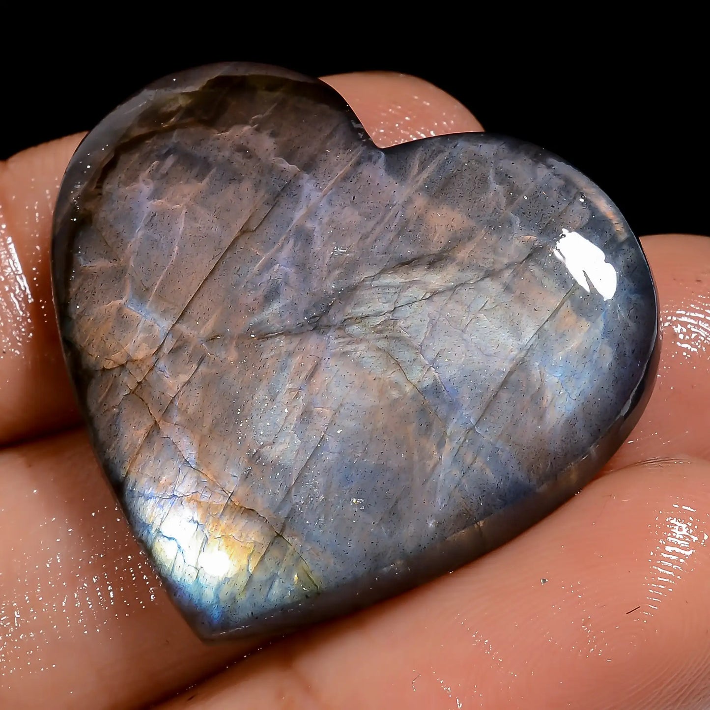 Beautiful Top Grade Quality 100% Natural Labradorite Heart Shape Cabochon Loose Gemstone For Making Jewelry 43 Ct. 27X30X5 mm V-7051