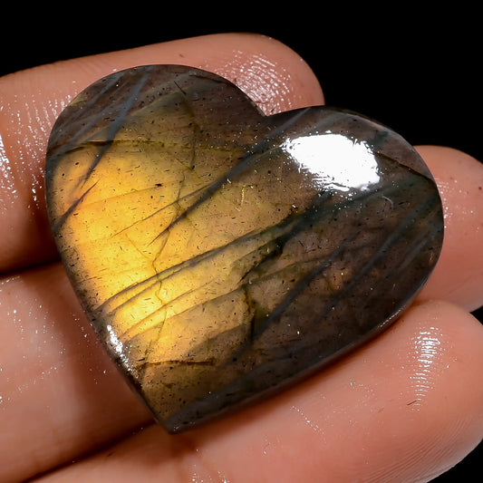 Classic Top Grade Quality 100% Natural Labradorite Heart Shape Cabochon Loose Gemstone For Making Jewelry 37.5 Ct. 26X30X5 mm V-7052