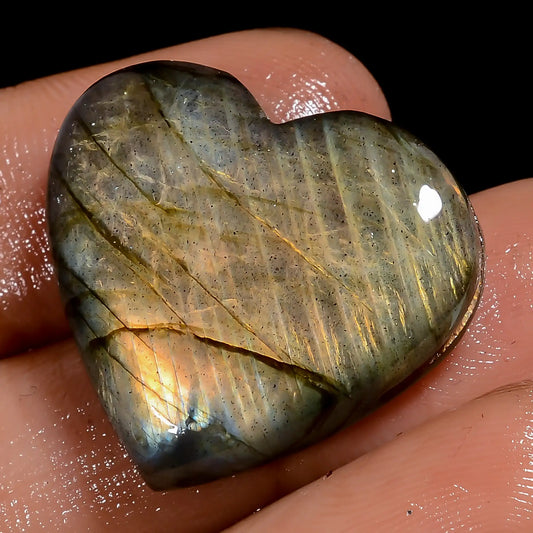 Dazzling Top Grade Quality 100% Natural Labradorite Heart Shape Cabochon Loose Gemstone For Making Jewelry 26.5 Ct. 22X23X5 mm V-7053