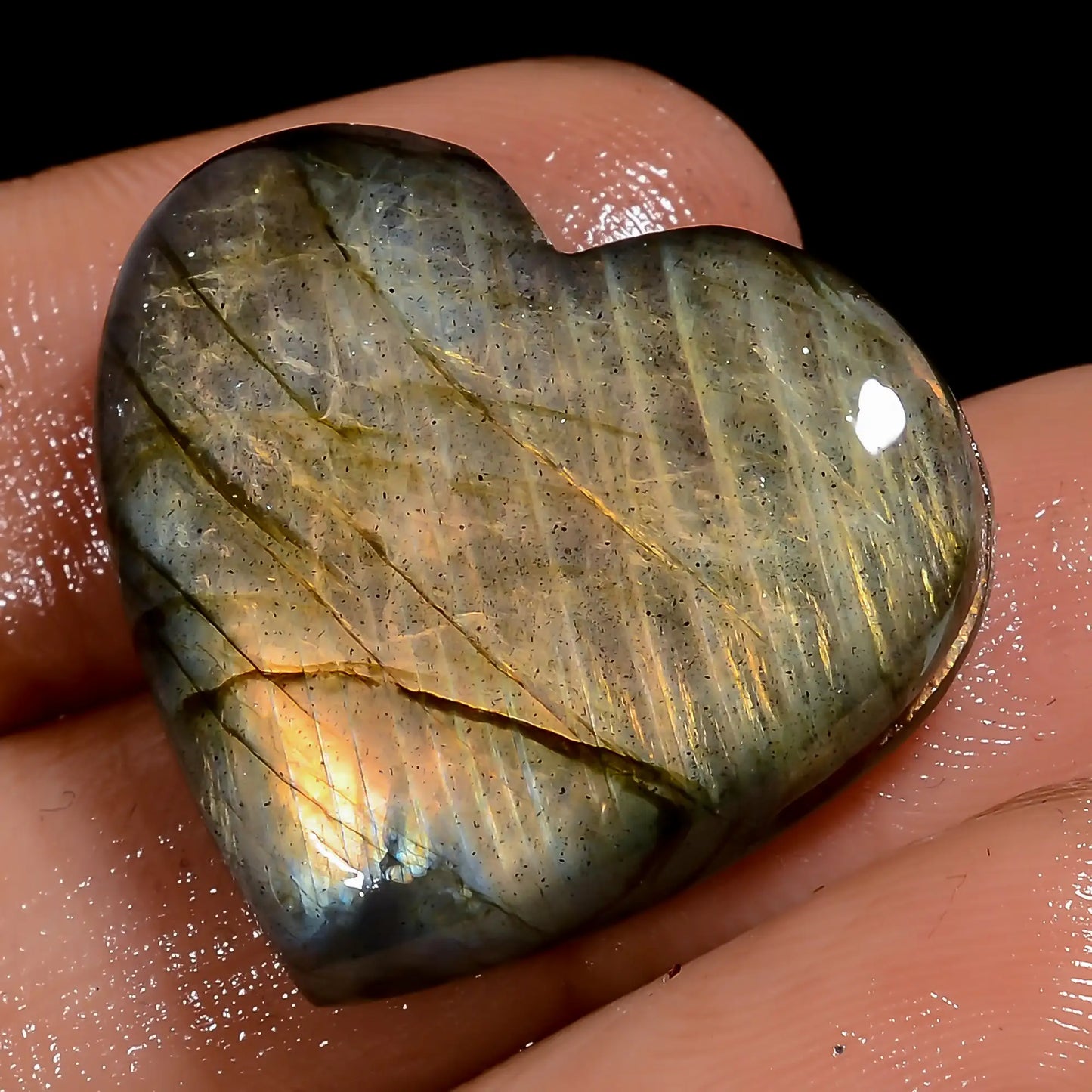 Dazzling Top Grade Quality 100% Natural Labradorite Heart Shape Cabochon Loose Gemstone For Making Jewelry 26.5 Ct. 22X23X5 mm V-7053