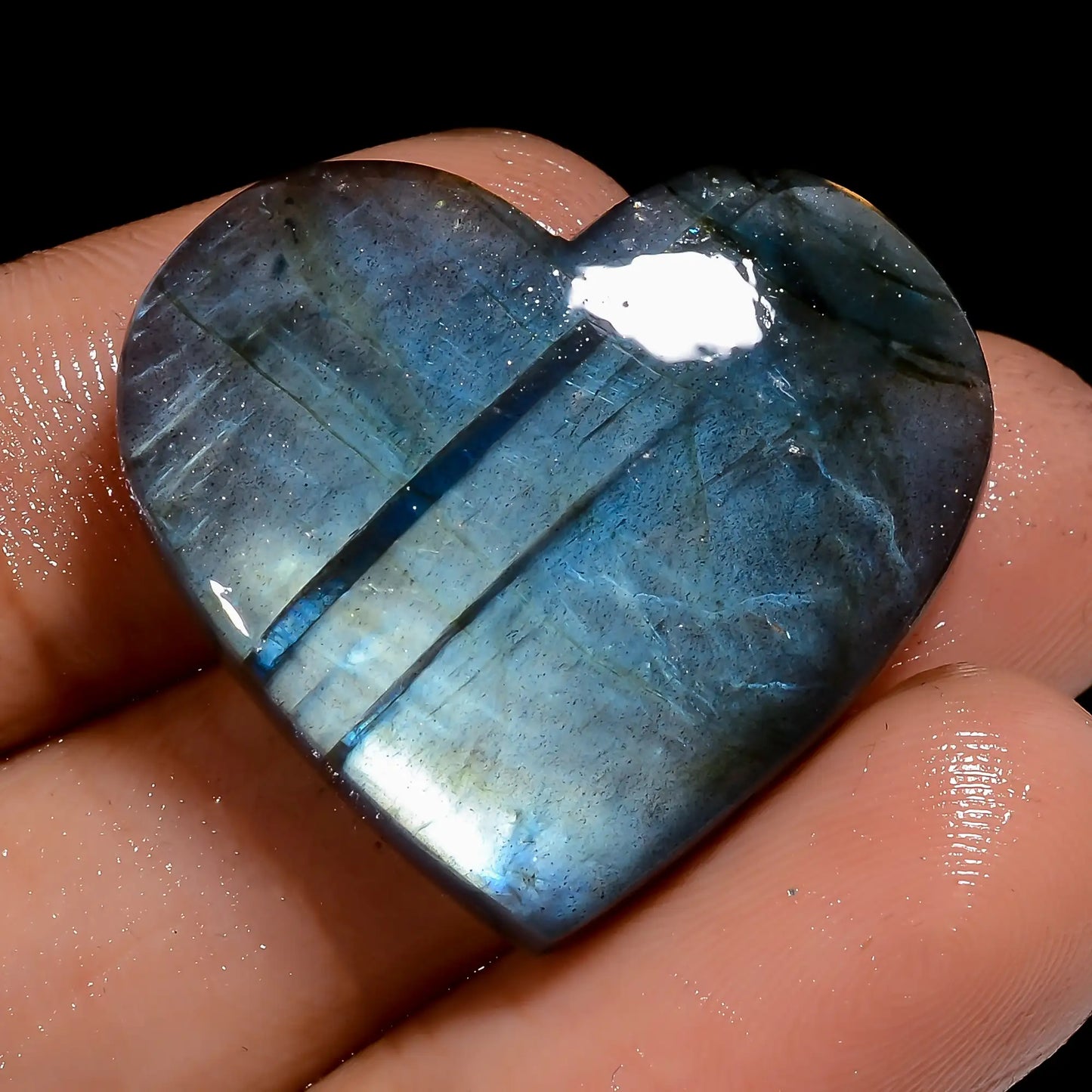 Excellent Top Grade Quality 100% Natural Labradorite Heart Shape Cabochon Loose Gemstone For Making Jewelry 38 Ct. 24X27X6 mm V-7054