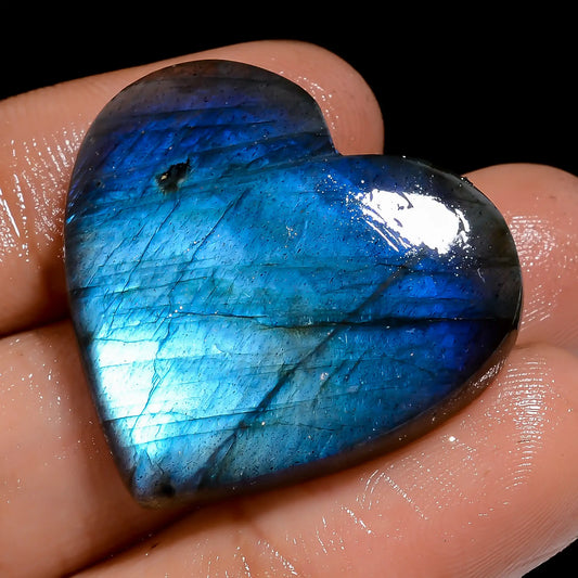 Exclusive Top Grade Quality 100% Natural Labradorite Heart Shape Cabochon Loose Gemstone For Making Jewelry 39.5 Ct. 26X28X5 mm V-7055