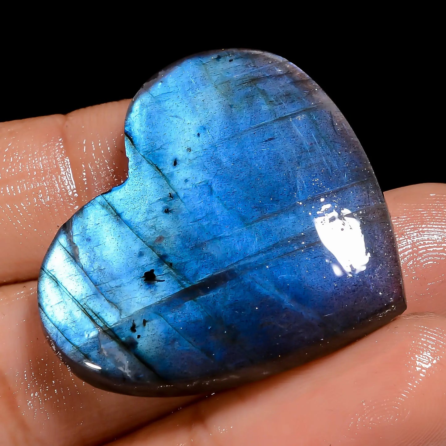 Fabulous Top Grade Quality 100% Natural Labradorite Heart Shape Cabochon Loose Gemstone For Making Jewelry 46 Ct. 30X32X5 mm V-7057