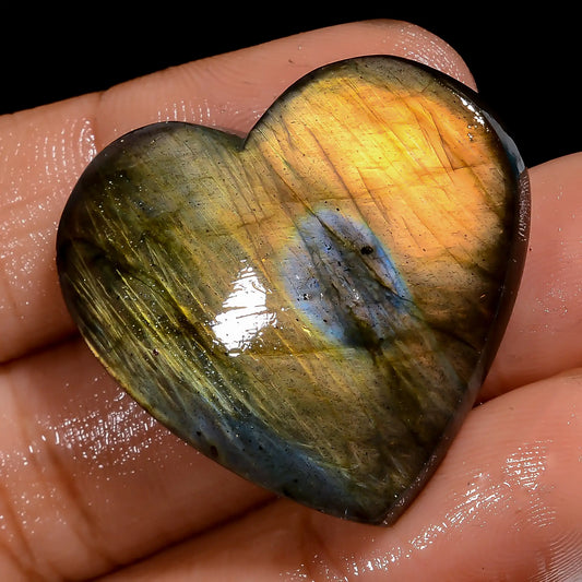 Gorgeous Top Grade Quality 100% Natural Labradorite Heart Shape Cabochon Loose Gemstone For Making Jewelry 46.5 Ct. 27X30X5 mm V-7059