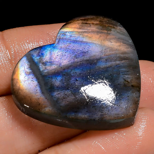 Immaculate Top Grade Quality 100% Natural Labradorite Heart Shape Cabochon Loose Gemstone For Making Jewelry 43 Ct. 25X30X5 mm V-7060