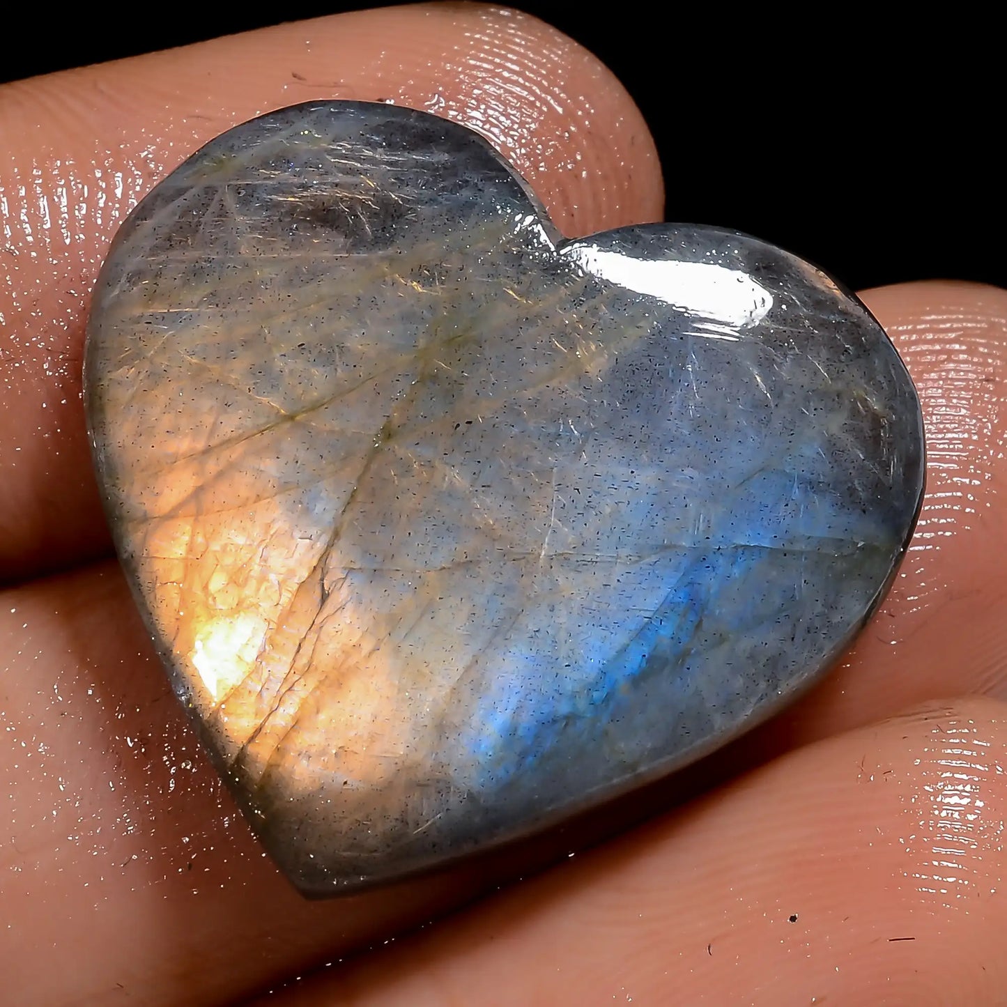 Marvellous Top Grade Quality 100% Natural Labradorite Heart Shape Cabochon Loose Gemstone For Making Jewelry 26.5 Ct. 22X24X5 mm V-7062