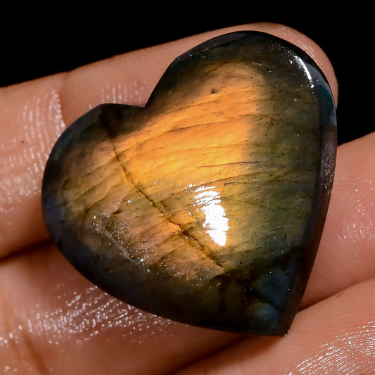 Mind Blowing Top Grade Quality 100% Natural Labradorite Heart Shape Cabochon Loose Gemstone For Making Jewelry 33.5 Ct. 24X27X5 mm V-7063