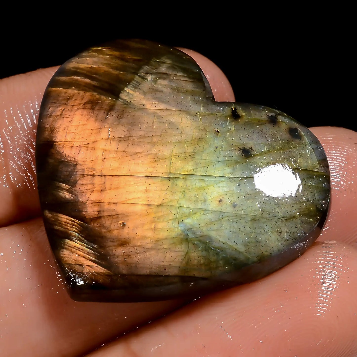 Splendid Top Grade Quality 100% Natural Labradorite Heart Shape Cabochon Loose Gemstone For Making Jewelry 39 Ct. 24X29X5 mm V-7065