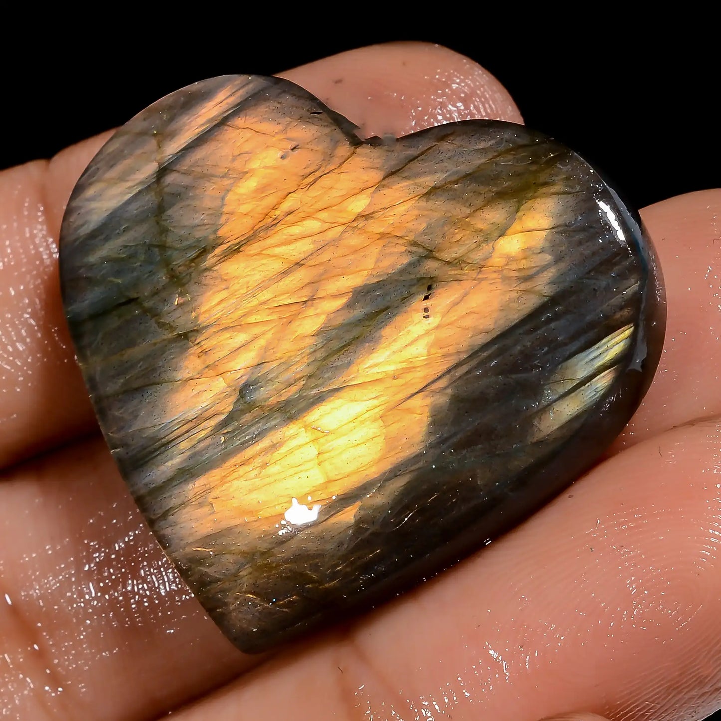 Supreme Top Grade Quality 100% Natural Labradorite Heart Shape Cabochon Loose Gemstone For Making Jewelry 45 Ct. 27X30X5 mm V-7068