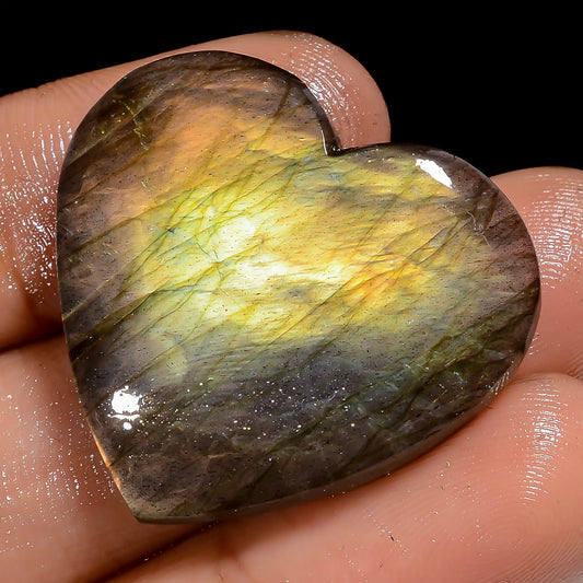 Tempting Top Grade Quality 100% Natural Labradorite Heart Shape Cabochon Loose Gemstone For Making Jewelry 34 Ct. 27X28X5 mm V-7069