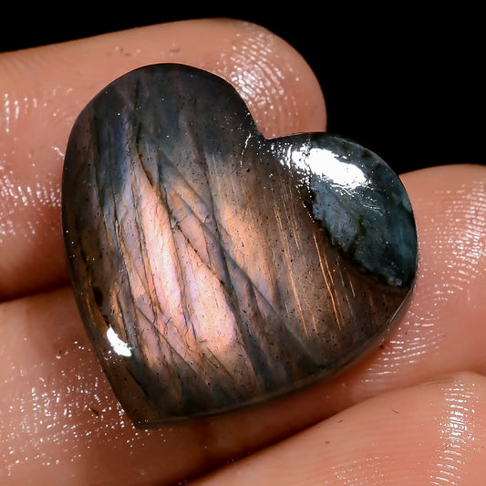 Terrific Top Grade Quality 100% Natural Labradorite Heart Shape Cabochon Loose Gemstone For Making Jewelry 21.5 Ct. 19X21X5 mm V-7070