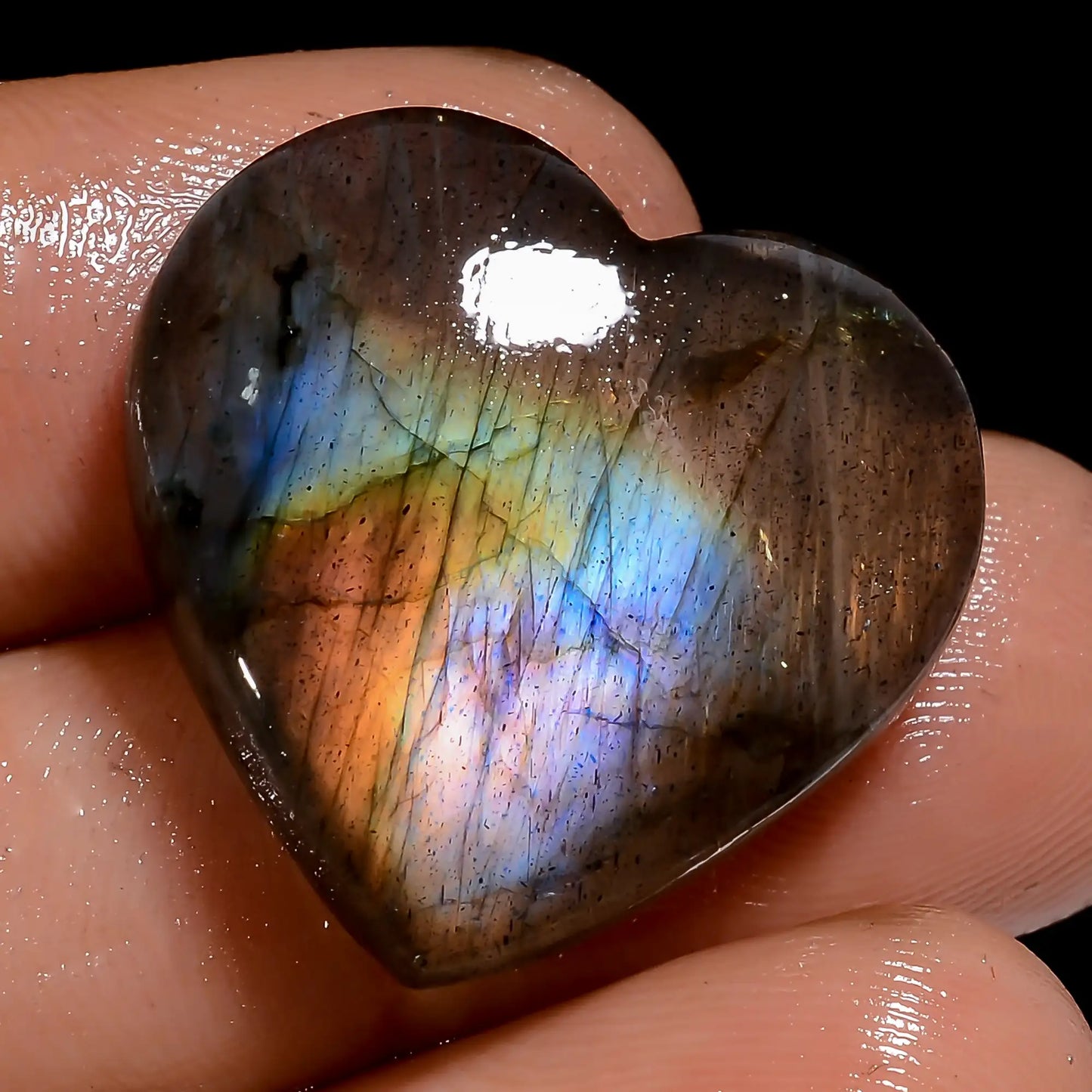 Unique Top Grade Quality 100% Natural Labradorite Heart Shape Cabochon Loose Gemstone For Making Jewelry 25 Ct. 20X21X5 mm V-7071