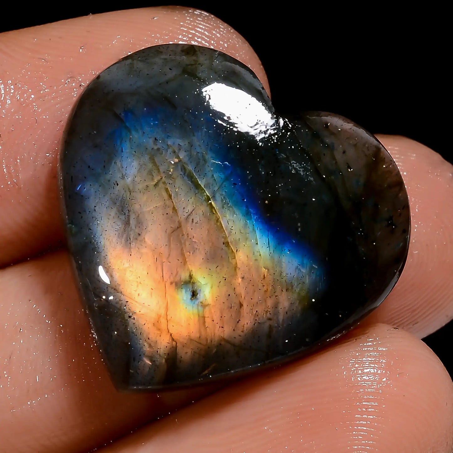 Wonderful Top Grade Quality 100% Natural Labradorite Heart Shape Cabochon Loose Gemstone For Making Jewelry 24 Ct. 20X22X5 mm V-7072