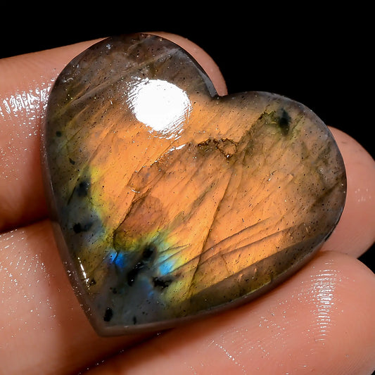 Amazing Top Grade Quality 100% Natural Labradorite Heart Shape Cabochon Loose Gemstone For Making Jewelry 37 Ct. 25X27X5 mm V-7073