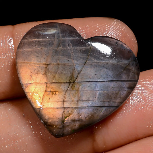 Awesome Top Grade Quality 100% Natural Labradorite Heart Shape Cabochon Loose Gemstone For Making Jewelry 22.5 Ct. 21X23X4 mm V-7075