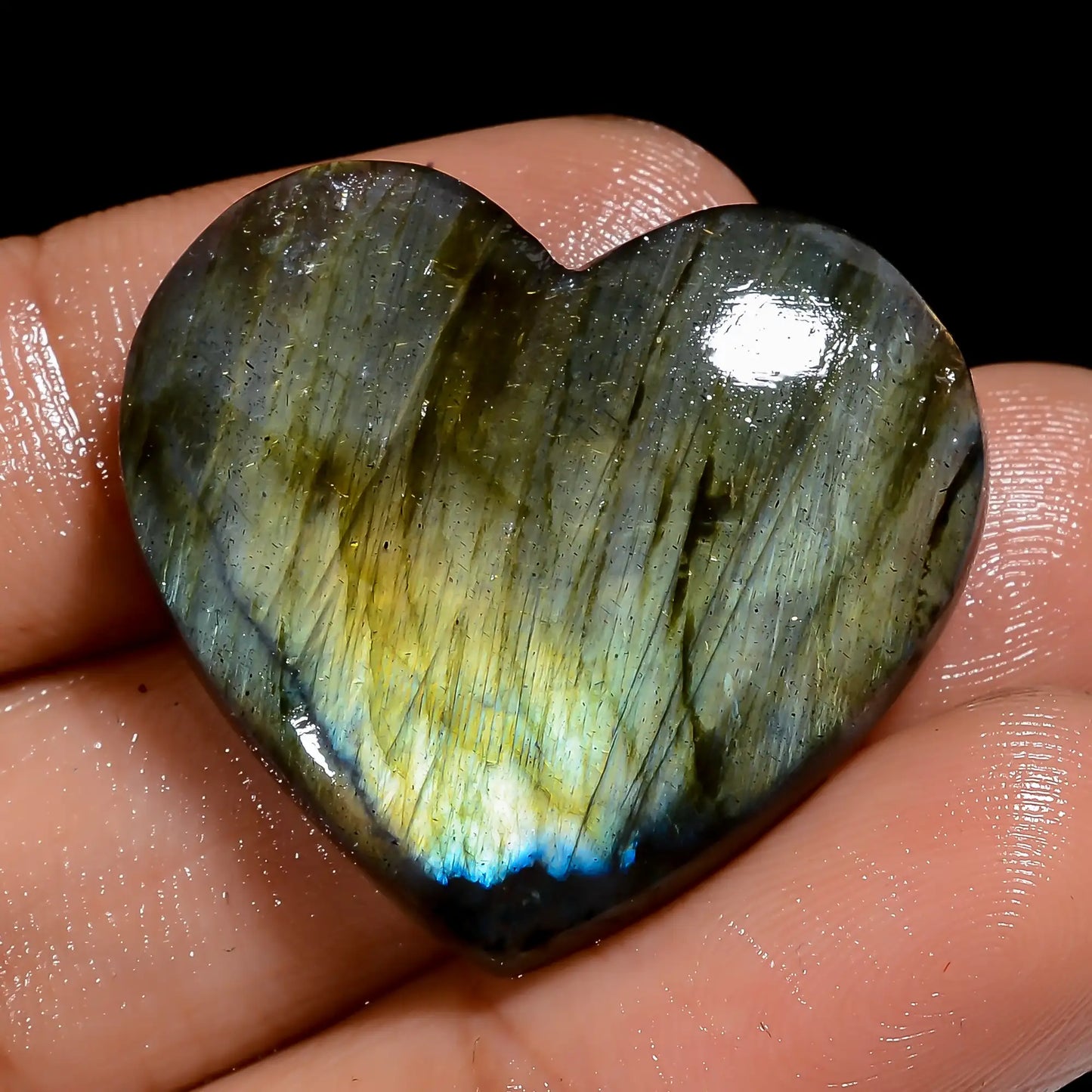 Beautiful Top Grade Quality 100% Natural Labradorite Heart Shape Cabochon Loose Gemstone For Making Jewelry 35 Ct. 26X28X5 mm V-7076