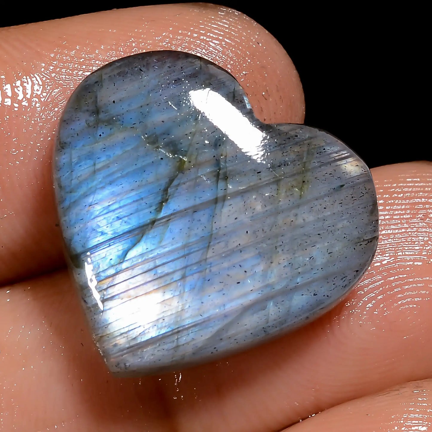 Classic Top Grade Quality 100% Natural Labradorite Heart Shape Cabochon Loose Gemstone For Making Jewelry 15.5 Ct. 17X18X4 mm V-7077