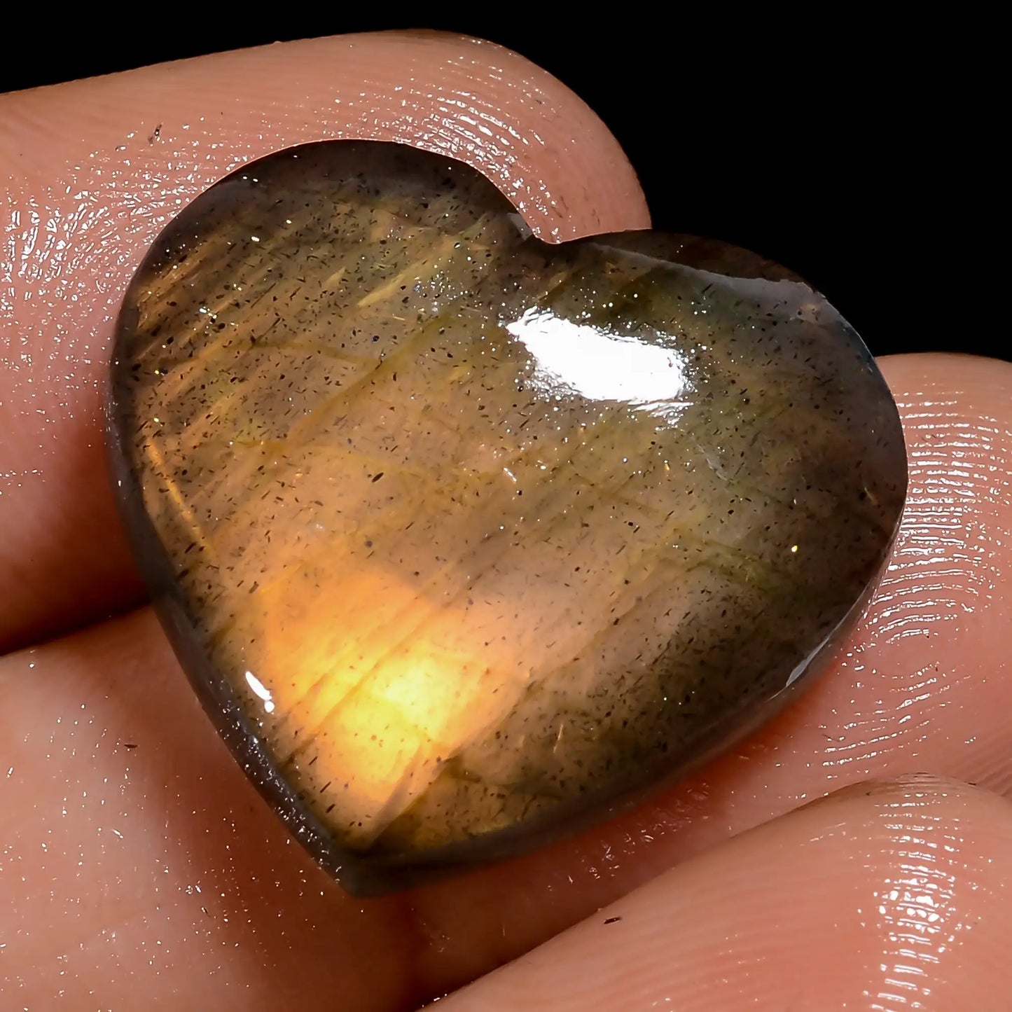 Dazzling Top Grade Quality 100% Natural Labradorite Heart Shape Cabochon Loose Gemstone For Making Jewelry 19.5 Ct. 18X20X5 mm V-7078