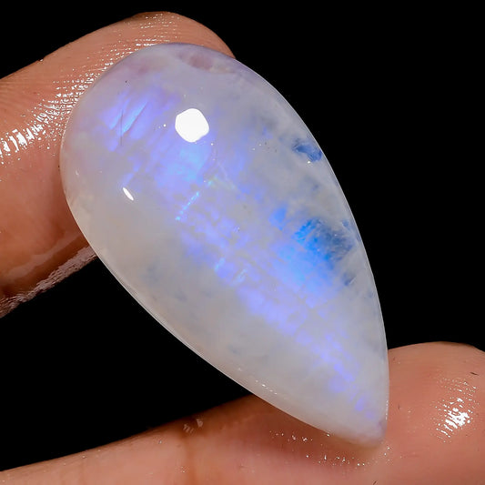 Elegant Top Grade Quality 100% Natural Rainbow Moonstone Pear Shape Cabochon Loose Gemstone For Making Jewelry 37.5 Ct. 31X16X7 mm V-7081