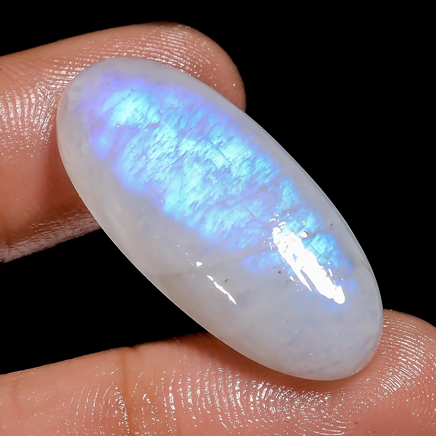 Incredible Top Grade Quality 100% Natural Rainbow Moonstone Oval Shape Cabochon Loose Gemstone For Making Jewelry 24 Ct. 30X12X5 mm V-7085