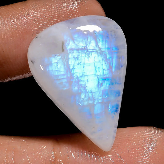 Marvellous Top Grade Quality 100% Natural Rainbow Moonstone Pear Shape Cabochon Loose Gemstone For Making Jewelry 24 Ct. 25X18X5 mm V-7086