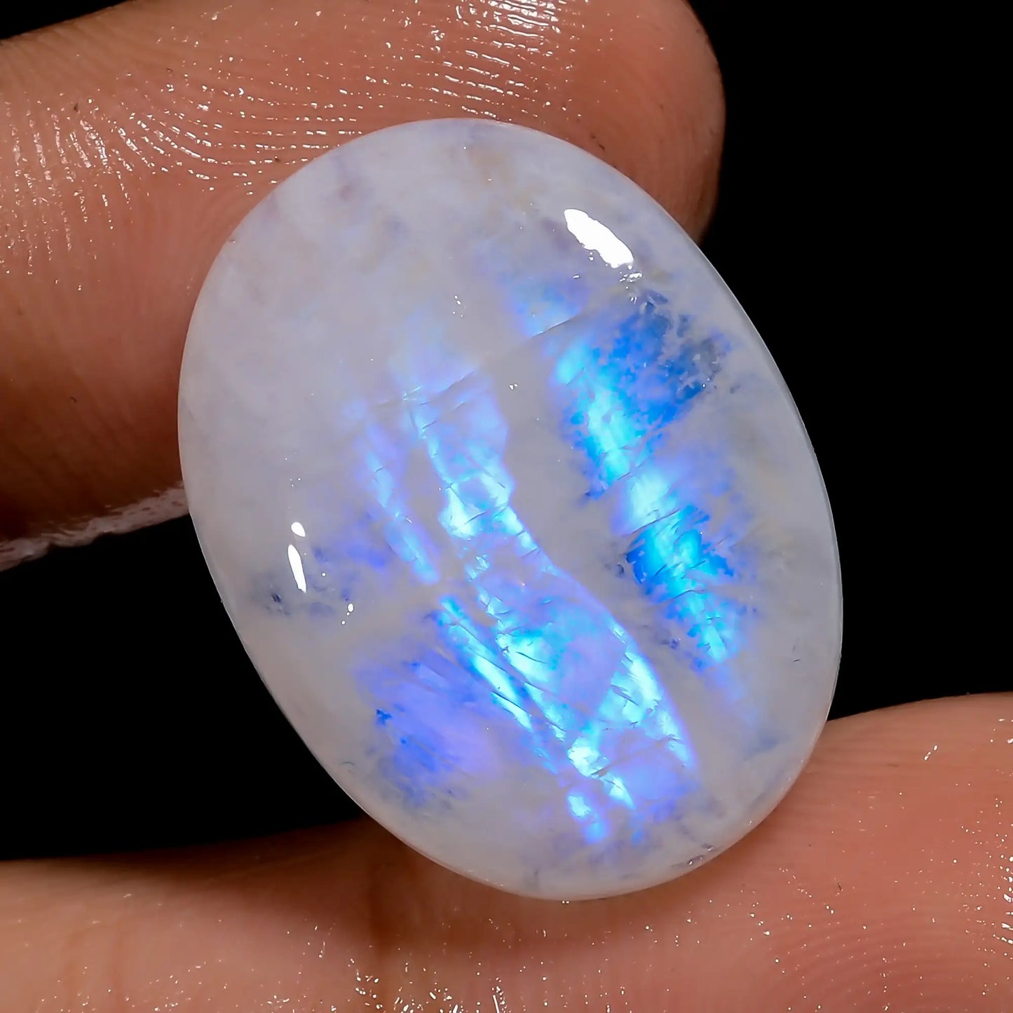 Superb Top Grade Quality 100% Natural Rainbow Moonstone Oval Shape Cabochon Loose Gemstone For Making Jewelry 21 Ct. 22X16X5 mm V-7090