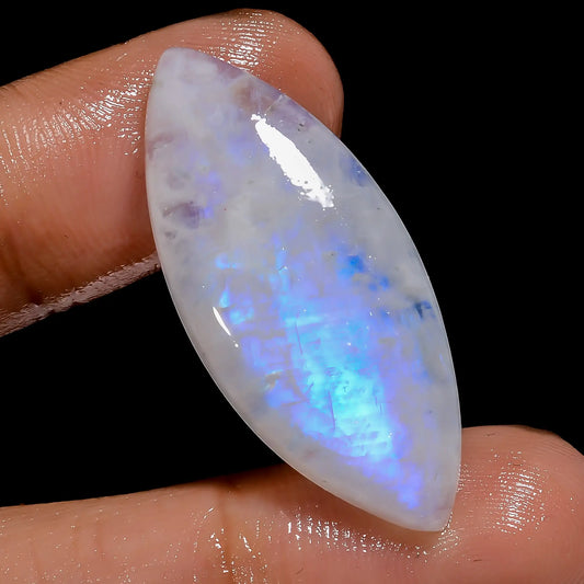 Stunning Top Grade Quality 100% Natural Rainbow Moonstone Marquise Shape Cabochon Loose Gemstone For Making Jewelry 24 Ct. 34X14X4 mm V-7091