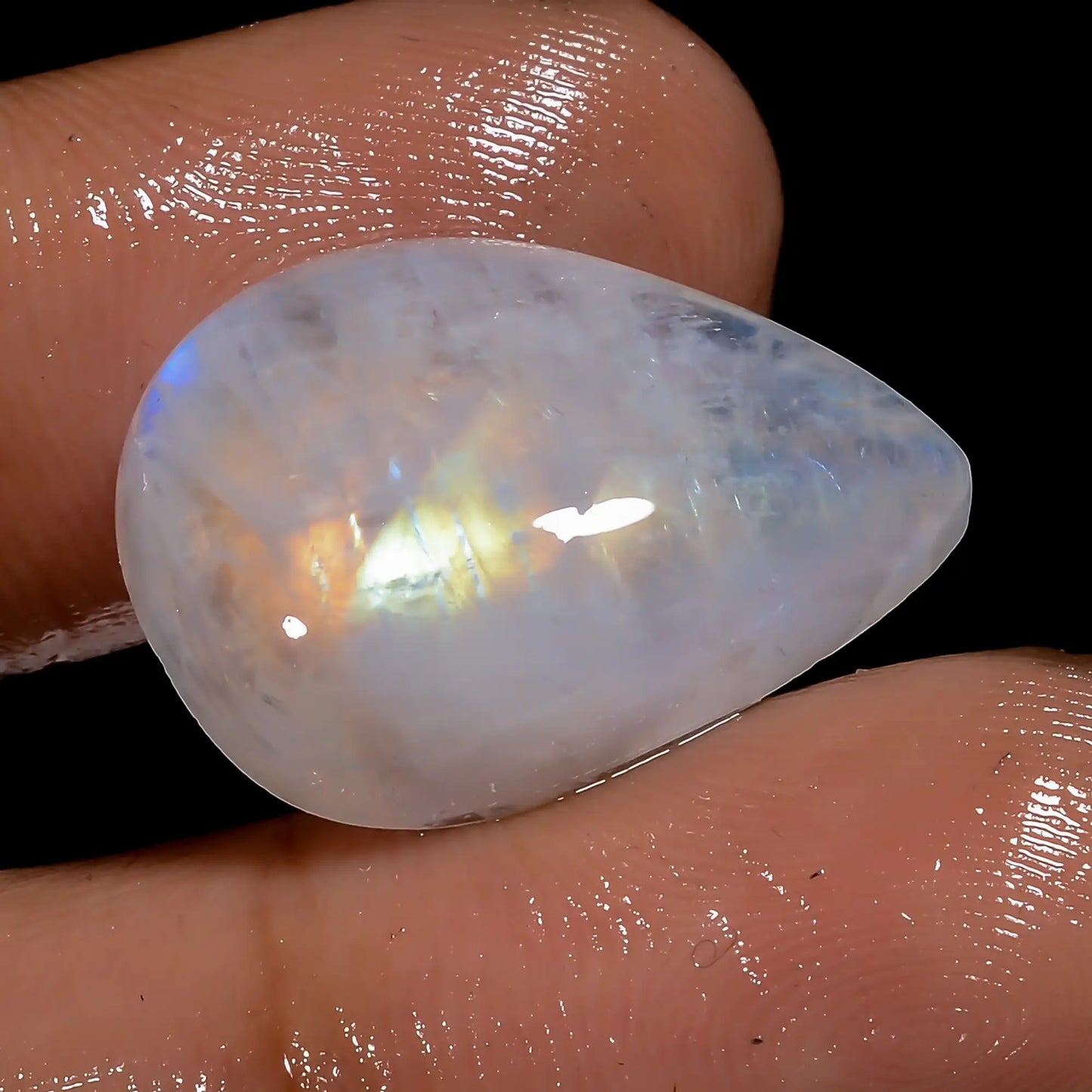 Tempting Top Grade Quality 100% Natural Rainbow Moonstone Pear Shape Cabochon Loose Gemstone For Making Jewelry 16.5 Ct. 20X14X6 mm V-7093