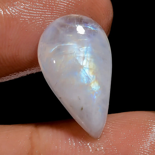 Unique Top Grade Quality 100% Natural Rainbow Moonstone Pear Shape Cabochon Loose Gemstone For Making Jewelry 10 Ct. 19X10X5 mm V-7095