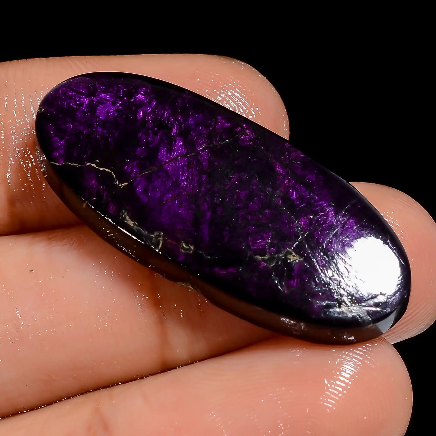 Amazing Top Grade Quality 100% Natural Purpurite Oval Shape Cabochon Loose Gemstone For Making Jewelry 28.5 Ct. 33X13X3 mm V-7097