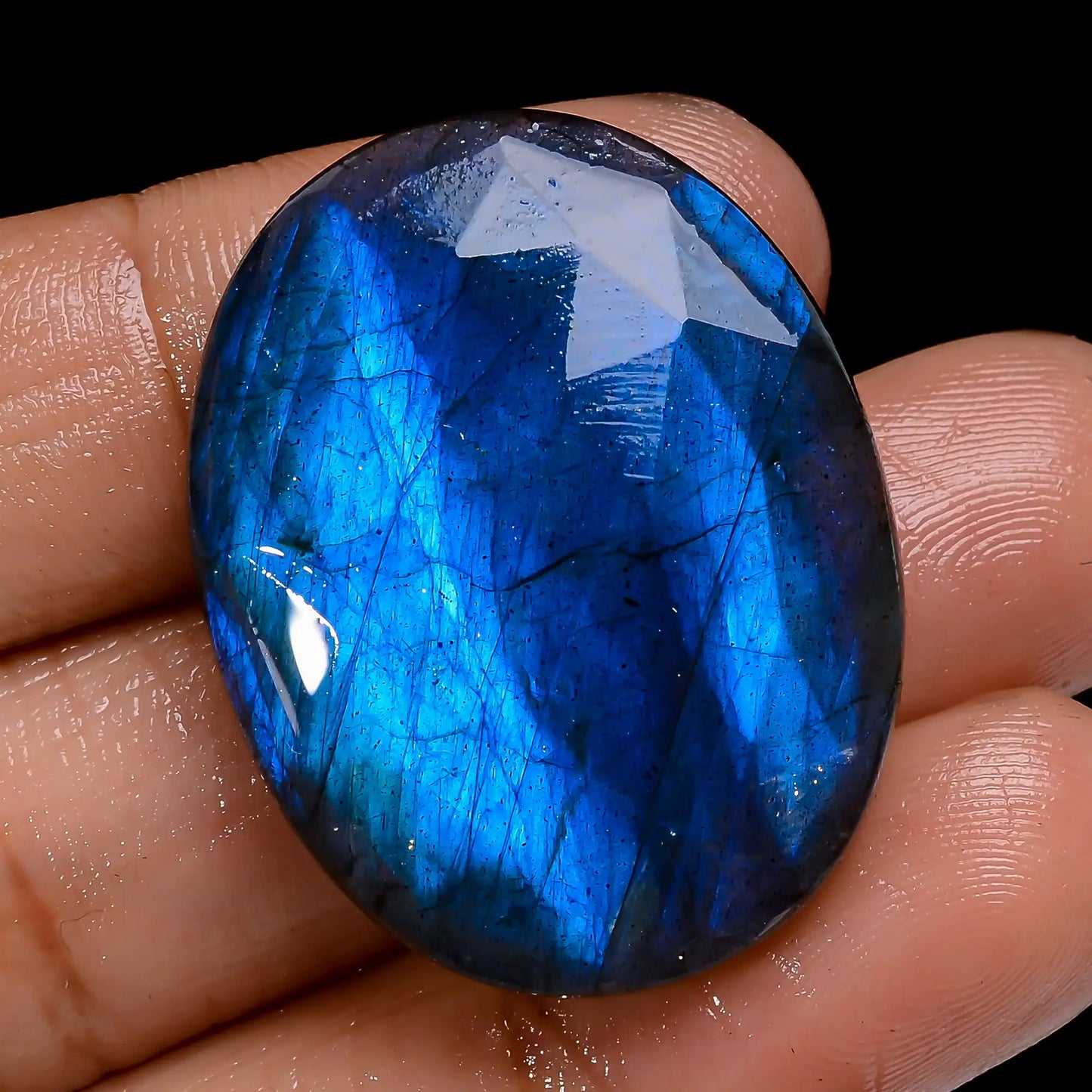 Terrific Top Grade Quality 100% Natural Blue Labradorite Oval Shape Faceted Loose Gemstone For Making Jewelry 51.5 Ct. 31X24X6 mm V-7120