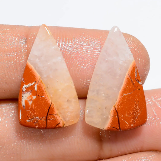 Wonderful Top Grade Quality 100% Natural Rainbow Jasper Pear Shape Cabochon Loose Gemstone Pair For Making Earrings 14 Ct 20X11X2 mm V-7164