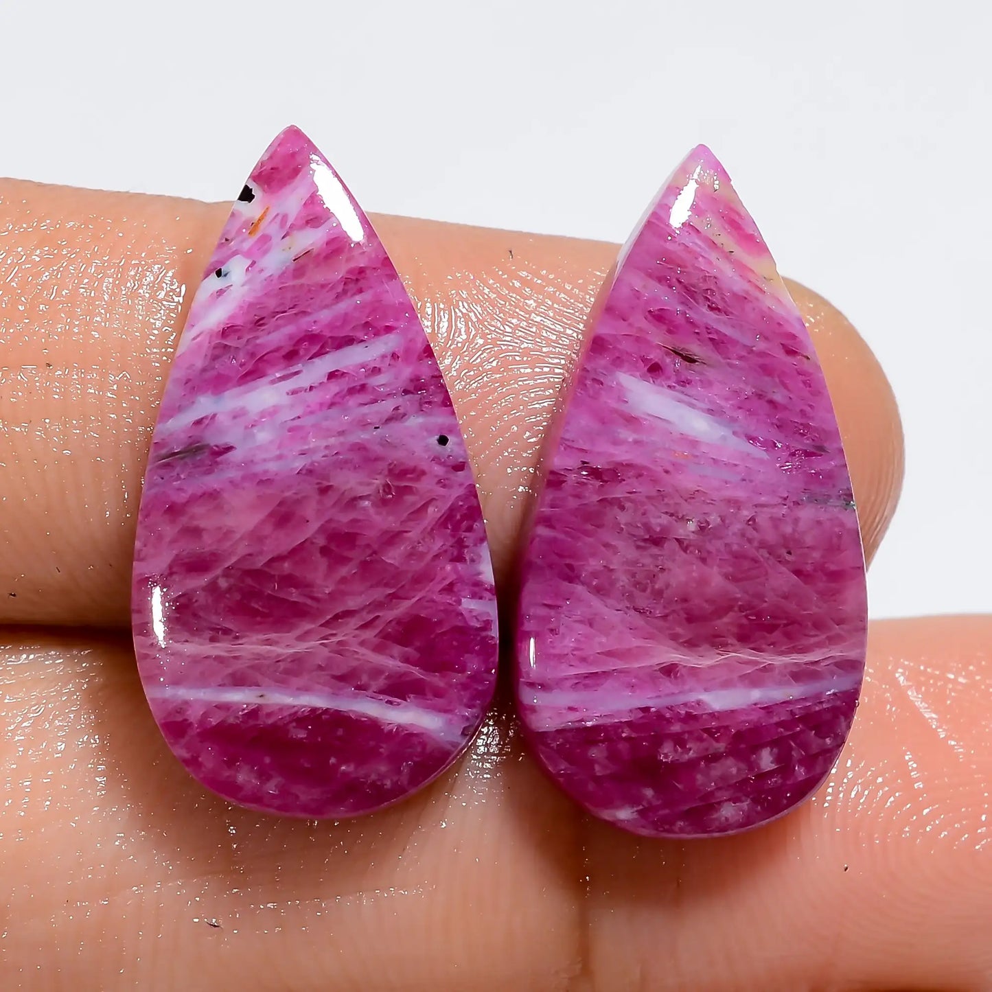 Mind Blowing Top Grade Quality 100% Natural Ruby Pear Shape Cabochon Loose Gemstone Pair For Making Earrings 26 Ct 22X11X3 mm V-7226