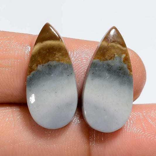 Wonderful Top Grade Quality 100% Natural Polychrome Jasper Pear Shape Cabochon Loose Gemstone Pair For Making Earrings 15 Ct 21X9X3 mm V-7235