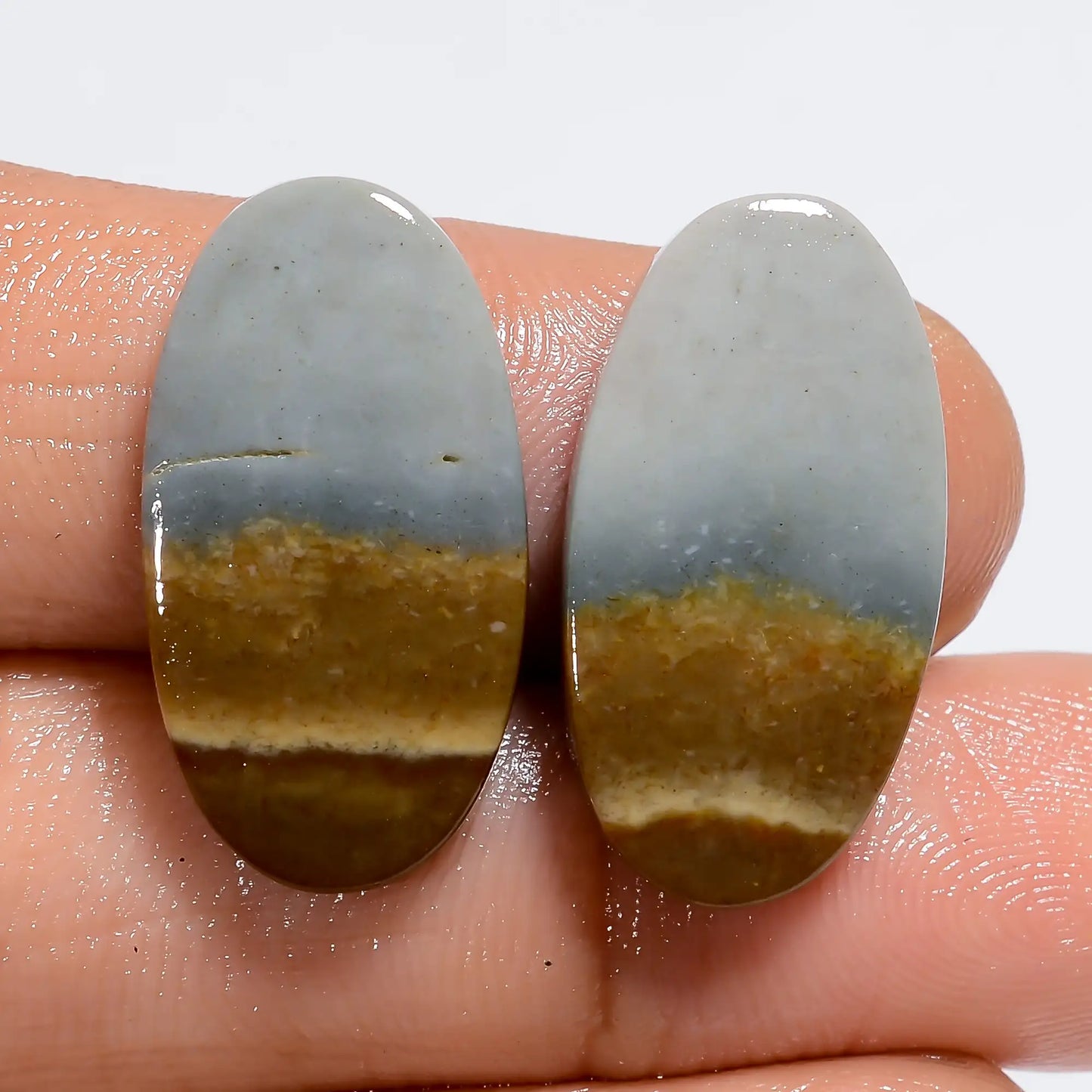 Amazing Top Grade Quality 100% Natural Polychrome Jasper Oval Shape Cabochon Loose Gemstone Pair For Making Earrings 18.5 Ct 21X11X3 mm V7237