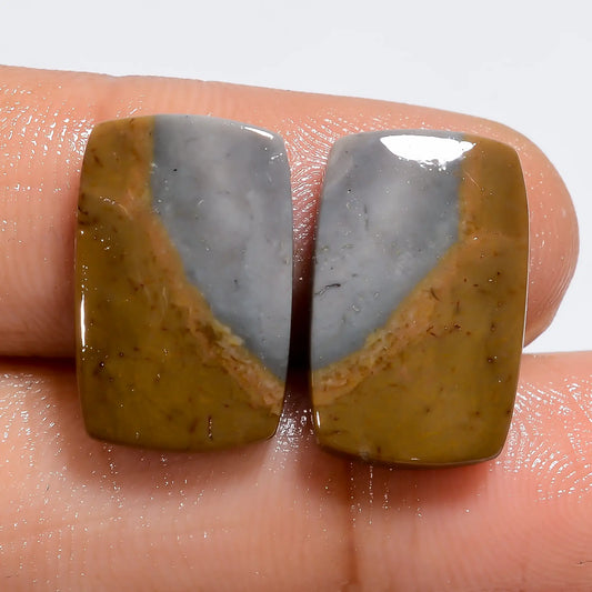 Excellent Top Grade Quality 100% Natural Polychrome Jasper Radiant Shape Cabochon Gemstone Pair For Making Earrings 14 Ct. 16X10X2 mm V-7243