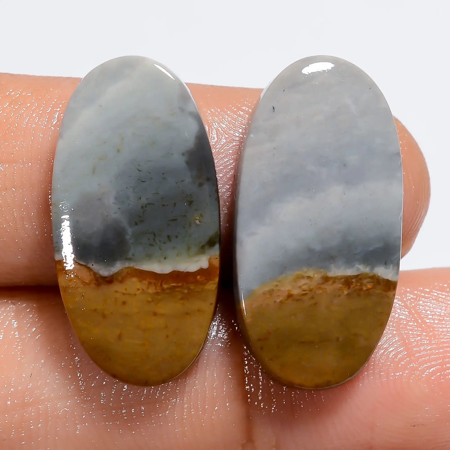 Fabulous Top Grade Quality 100% Natural Polychrome Jasper Oval Shape Cabochon Gemstone Pair For Making Earrings 18.5 Ct. 22X10X2 mm V-7246