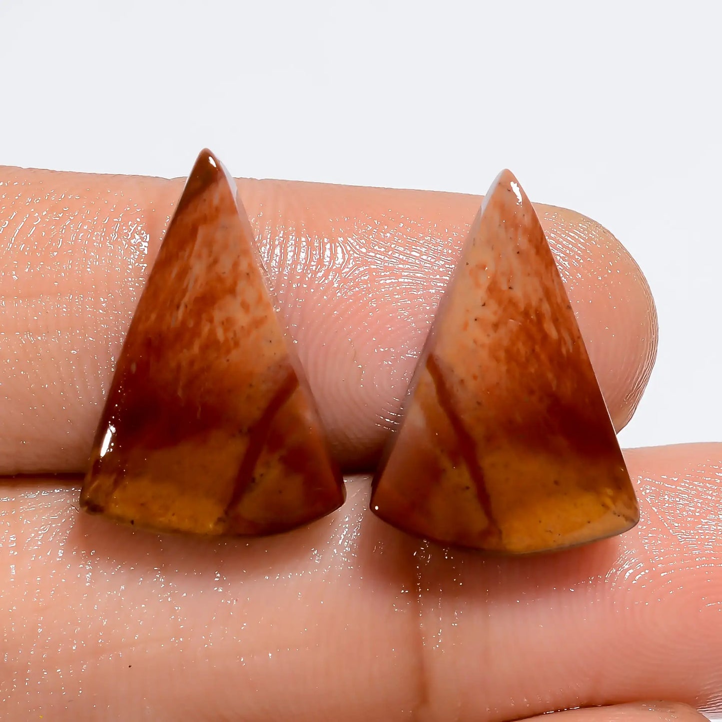 Fantastic Top Grade Quality 100% Natural Polychrome Jasper Triangle Shape Cabochon Gemstone Pair For Making Earrings 12.5 Ct 18X12X2 mm V7247