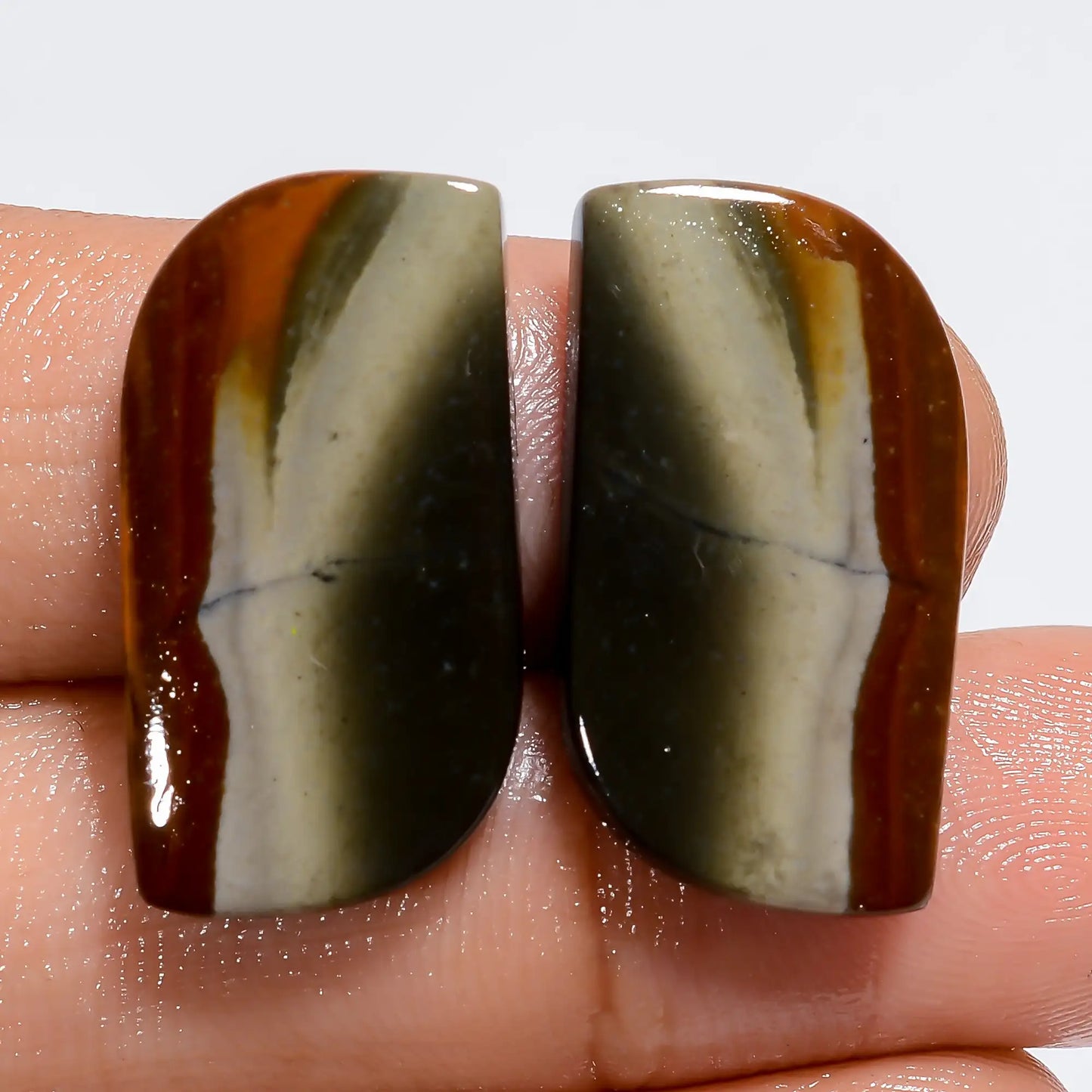 Gorgeous Top Grade Quality 100% Natural Polychrome Jasper Fancy Shape Cabochon Loose Gemstone Pair For Making Earrings 22 Ct 23X12X3 mm V7248