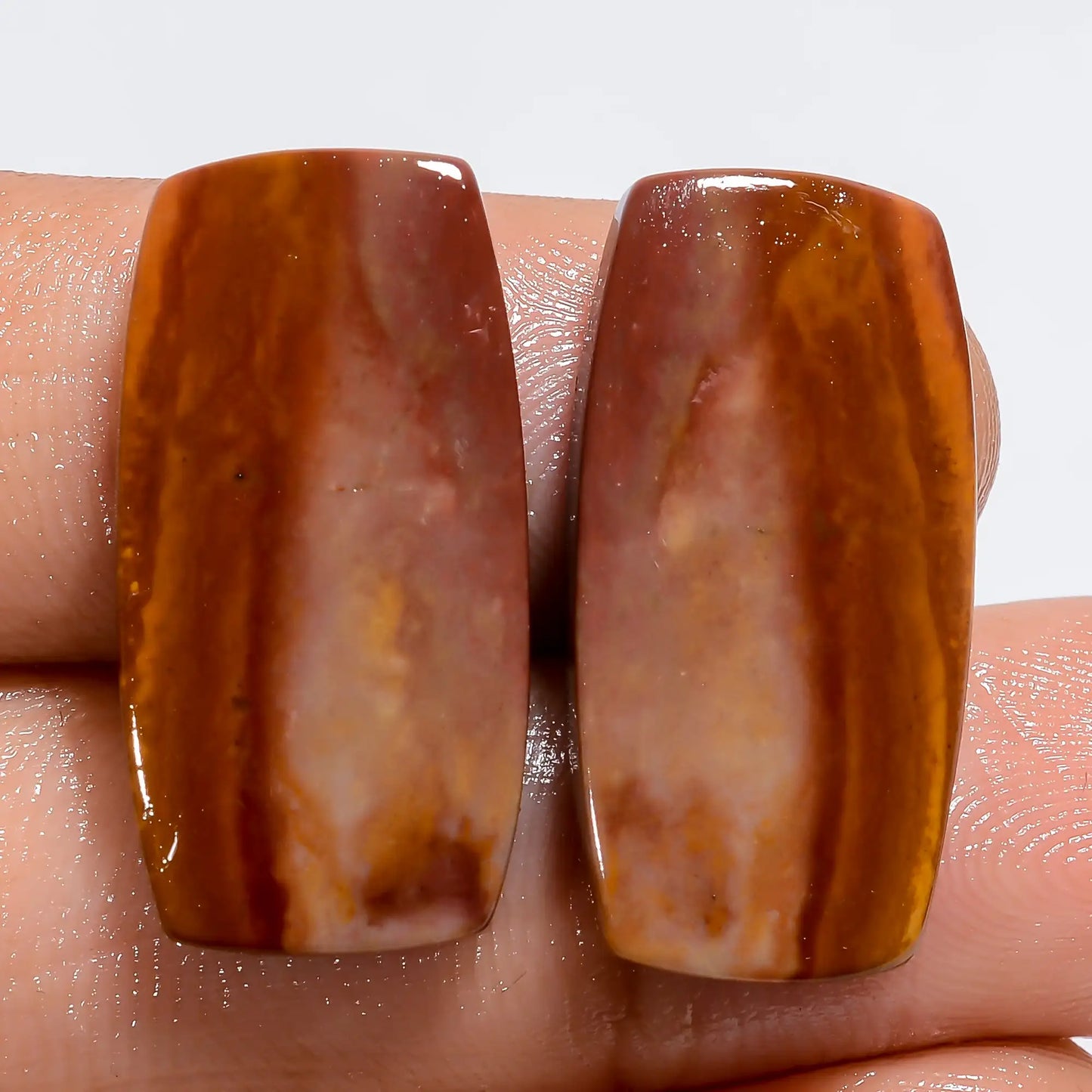 Marvellous Top Grade Quality 100% Natural Polychrome Jasper Radiant Shape Cabochon Gemstone Pair For Making Earrings 22 Ct 23X11X3 mm V-7251