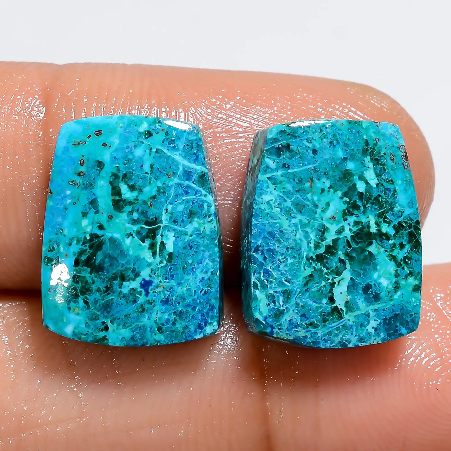 Wonderful Top Grade Quality 100% Natural Shattuckite Fancy Shape Cabochon Loose Gemstone Pair For Making Earrings 16 Ct. 14X10X3 mm V-7261