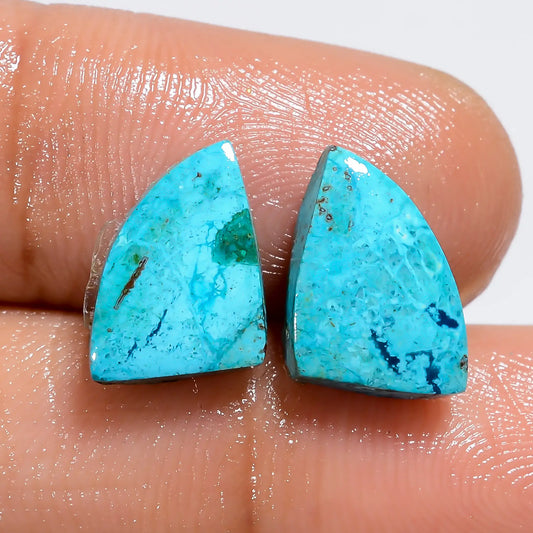 Amazing Top Grade Quality 100% Natural Shattuckite Fancy Shape Cabochon Loose Gemstone Pair For Making Earrings 6 Ct. 12X7X3 mm V-7262